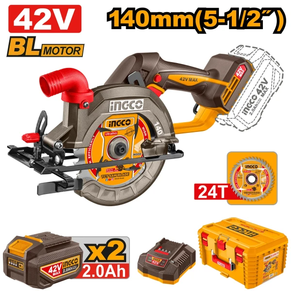 Аккумуляторная дисковая пила 42V 140 мм CSLI4214012 INGCO