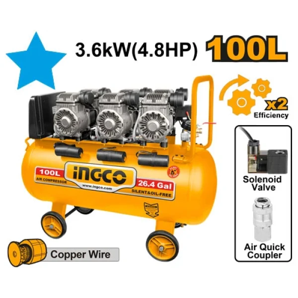 Компрессор без маслянный 100л 1200W INGCO ACS3361001 Компрессор без маслянный 100л 1200W INGCO ACS3361001