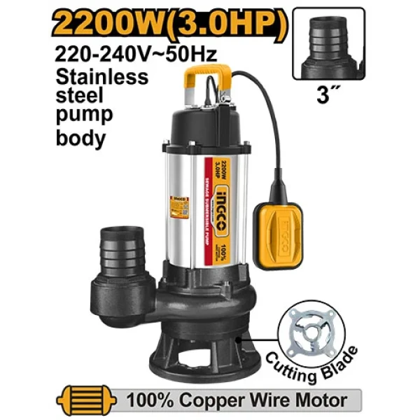 Погружной насос для грязной воды 2200W INGCO SPDB220068