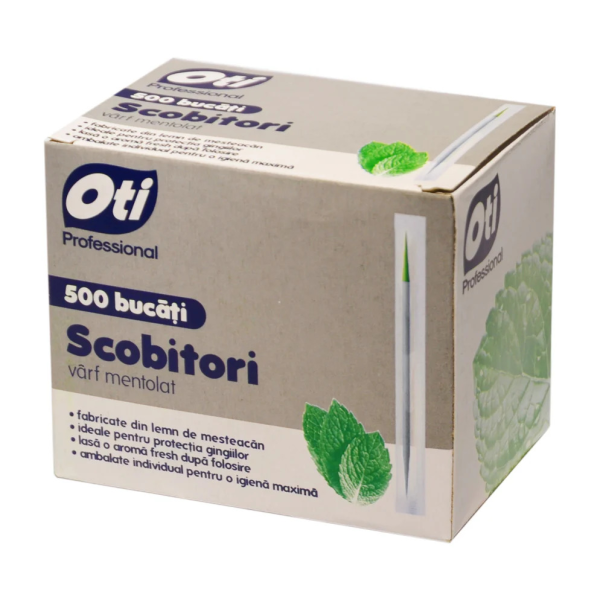 Зубочистки Oti Professional с ментоловым наконечником, упакованные поштучно, 500 штук/коробка Зубочистки Oti Professional с ментоловым наконечником, упакованные поштучно, 500 штук/коробка