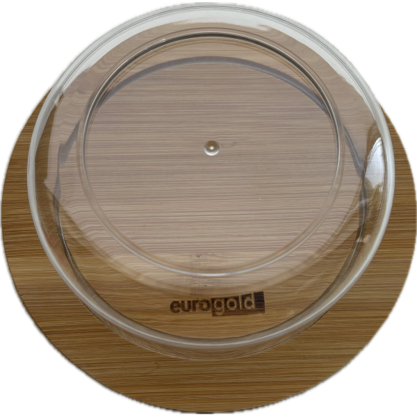 Platou din bambus cu capac din plastic, 15.5 x 15.5 x 5.1 cm, Eurogold