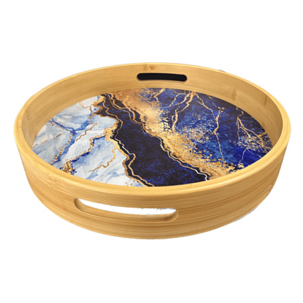 Tava rotunda cu minere din bambus cu print, 38 x 38cm, Eurogold Tava rotunda cu minere din bambus cu print, 38 x 38cm, Eurogold