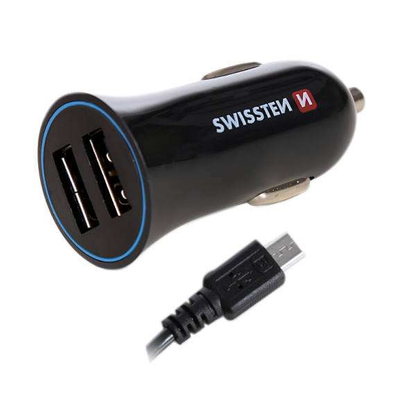 Încărcător auto SWISSTEN 2,4A POWER WITH 2x USB + CABLE MICRO USB Încărcător auto SWISSTEN 2,4A POWER WITH 2x USB + CABLE MICRO USB