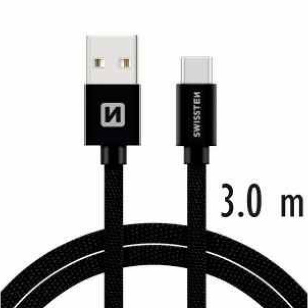 Cablul de date SWISSTEN TEXTILE USB / USB-C 3.0M Negru Cablul de date SWISSTEN TEXTILE USB / USB-C 3.0M Negru