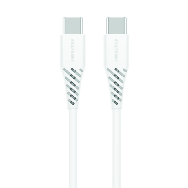 Cablul de date SWISSTEN TPE USB-C/USB-C PD 5A (100W) 1,5M Alb