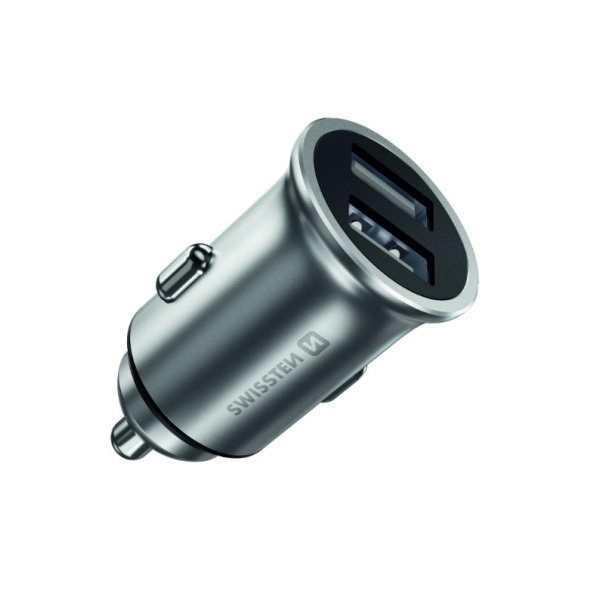 Încărcător auto SWISSTEN WITH 2x USB 4,8A METAL Silver