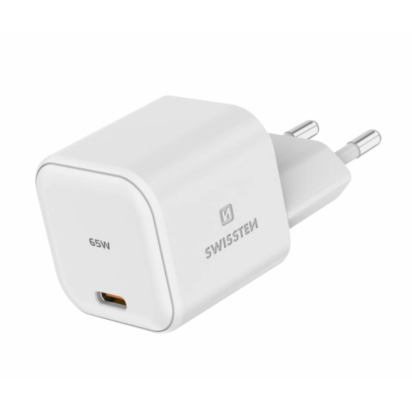 Универсальное Домашнее Зарядное Устройство SWISSTEN GaN 1x USB-C 65W PD Белое Универсальное Домашнее Зарядное Устройство SWISSTEN GaN 1x USB-C 65W PD Белое