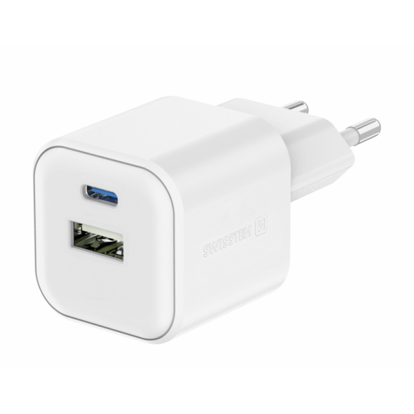 Сетевое зарядное устройство SWISSTEN 12W 1x USB-C + 1x USB-A Белое Сетевое зарядное устройство SWISSTEN 12W 1x USB-C + 1x USB-A Белое