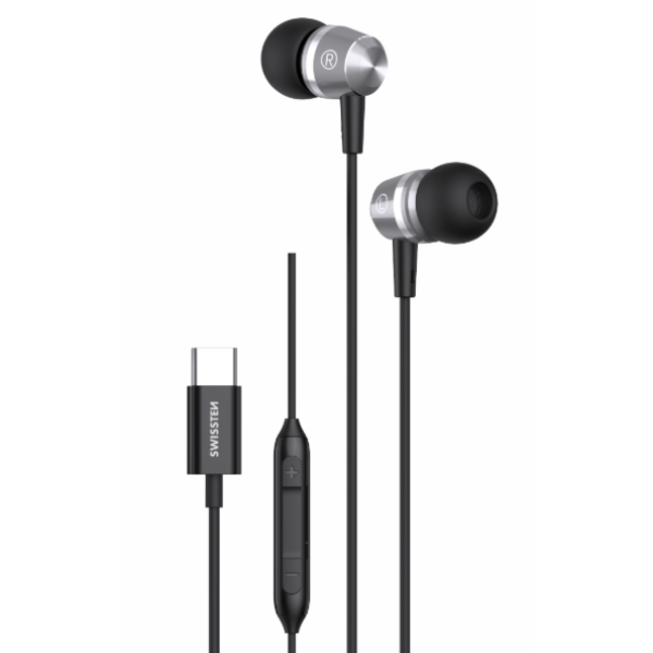 Căști SWISSTEN USB-C METALLIC Negru