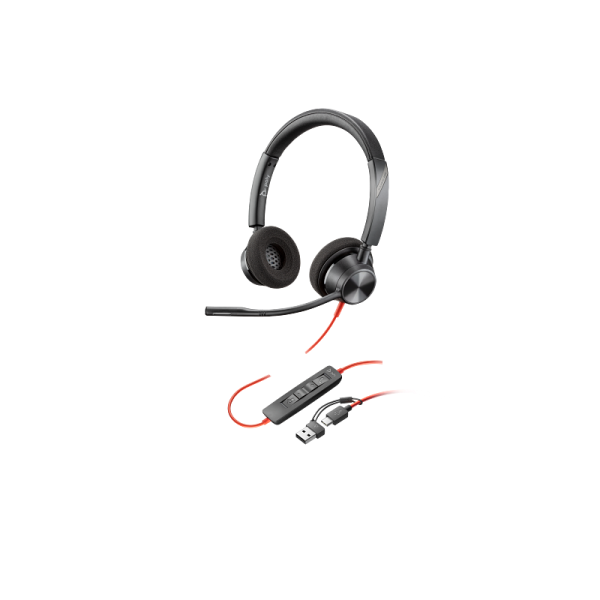 Casti HP Poly Blackwire 3320 Stereo USB-C Headset +USB-C/A Adapter Casti HP Poly Blackwire 3320 Stereo USB-C Headset +USB-C/A Adapter