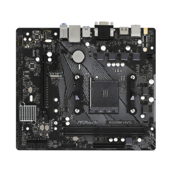 MB ASRock A520M-HVS, Socket AM4, AMD A520, Dual 2xDDR4-4733, APU AMD graphics, VGA, HDMI, 1xPCIe 3.0 X16, 1xPCIe 3.0 X1, 4xSATA3, RAID, 1xM.2, ALC887 MB ASRock A520M-HVS, Socket AM4, AMD A520, Dual 2xDDR4-4733, APU AMD graphics, VGA, HDMI, 1xPCIe 3.0 X16, 1xPCIe 3.0 X1, 4xSATA3, RAID, 1xM.2, ALC887