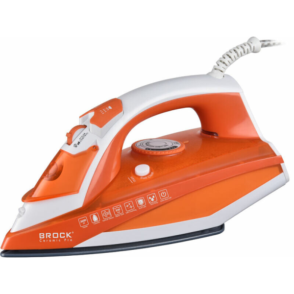 Fier BROCK BSI 5503 OR 2600W cu talpă ceramică, rezervor de apă (volum 320 ml), Control continuu al temperaturii, Sistem de autocurățare pentru îndepărtarea Fier BROCK BSI 5503 OR 2600W cu talpă ceramică, rezervor de apă (volum 320 ml), Control continuu al temperaturii, Sistem de autocurățare pentru îndepărtarea