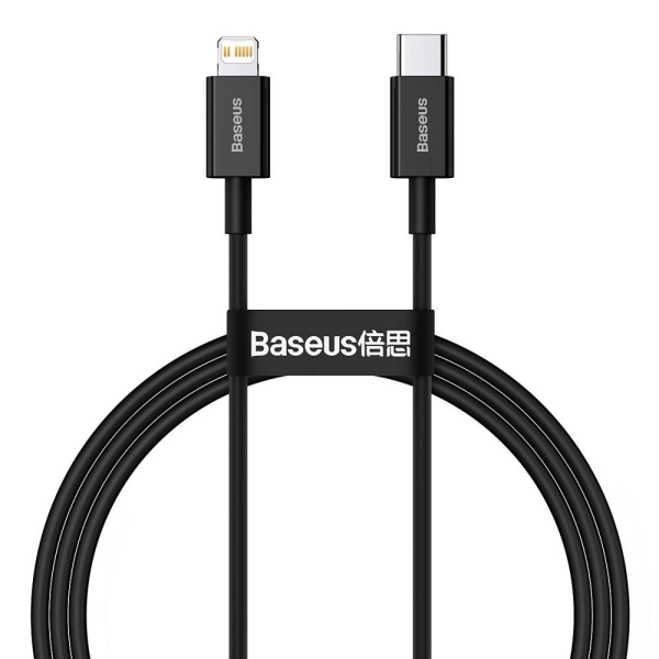 Cablu Type-C - Lightning, PD 20W, 1m, Baseus Superior Black CATLYS-A01 Cablu Type-C - Lightning, PD 20W, 1m, Baseus Superior Black CATLYS-A01