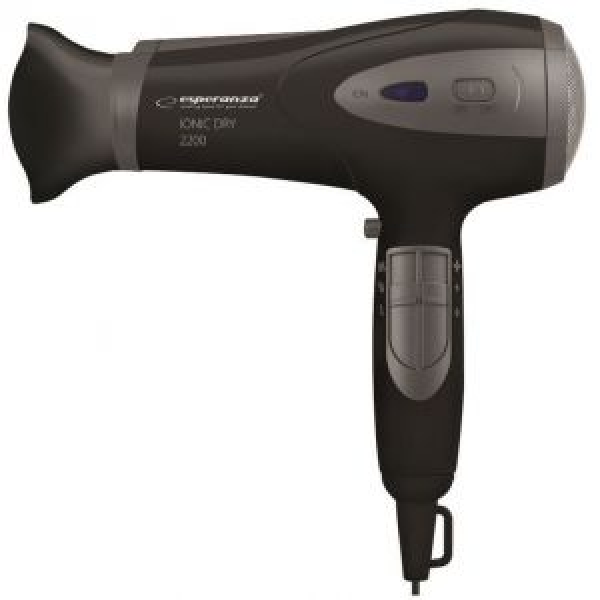 Фен Esperanza VIVIEN EBH005K; 2200W; 2 скорости; 3 уровня температуры; ионная функция, насадка для укладки и диффузор Фен Esperanza VIVIEN EBH005K; 2200W; 2 скорости; 3 уровня температуры; ионная функция, насадка для укладки и диффузор