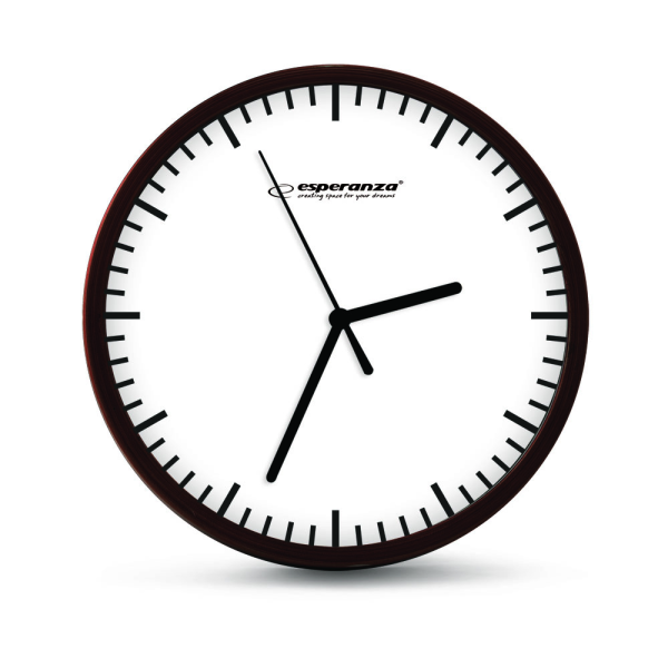 Ceas de perete Esperanza BUDAPEST EHC010W Alb, 20 cm, cadru din plastic, Mișcare silențioasă, cârlig pentru instalare ușoară, Putere: 1x baterie AA (nu este