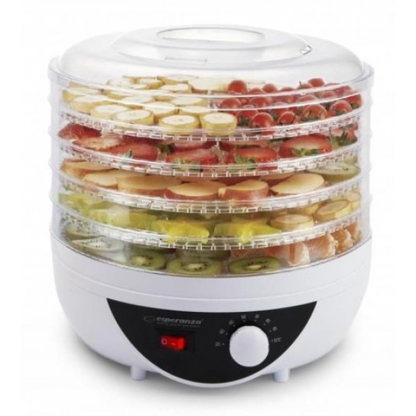 Dehidratator Esperanza CHANTERELLES EKD002, 5 tăvi transparente, Protecție împotriva supraîncălzirii, Putere mare 250W, 8 programe de uscare Dehidratator Esperanza CHANTERELLES EKD002, 5 tăvi transparente, Protecție împotriva supraîncălzirii, Putere mare 250W, 8 programe de uscare