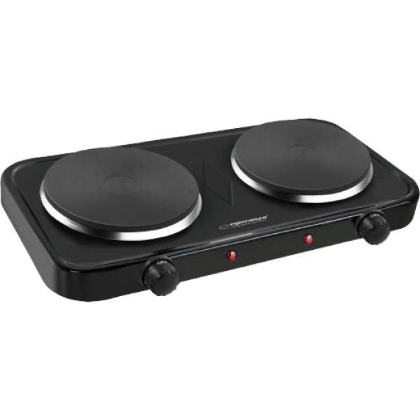 Plită Electrică Esperanza COTOPAXI EKH010K Neagră, 2000W (1x1000W, 1x1000W), 5 grade de temperatură, protecție termostatică împotriva supraîncălzirii, indicator Plită Electrică Esperanza COTOPAXI EKH010K Neagră, 2000W (1x1000W, 1x1000W), 5 grade de temperatură, protecție termostatică împotriva supraîncălzirii, indicator