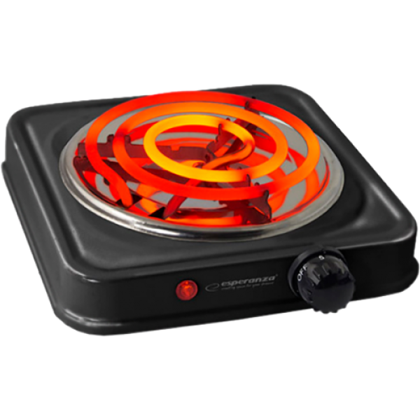 Plită Electrică Esperanza ETNA EKH012K, 1000W Neagră, 5 grade de temperatură, protecție termostatică împotriva supraîncălzirii, Indicator luminos (on / off) Plită Electrică Esperanza ETNA EKH012K, 1000W Neagră, 5 grade de temperatură, protecție termostatică împotriva supraîncălzirii, Indicator luminos (on / off)