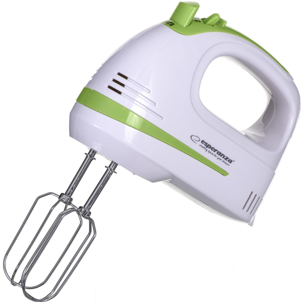 Mixer de mână Esperanza APPLE PIE EKM011, 400W, viteze ajustabile + nivel turbo; 2x cârlige pentru aluat, 2x bătătoare Mixer de mână Esperanza APPLE PIE EKM011, 400W, viteze ajustabile + nivel turbo; 2x cârlige pentru aluat, 2x bătătoare