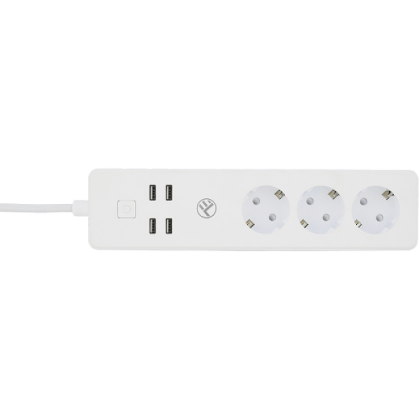 Prelungitor WiFi, 3 porturi, 4*USB 4A, 2200W, 10A, 1.8m, Tellur White TLL331031