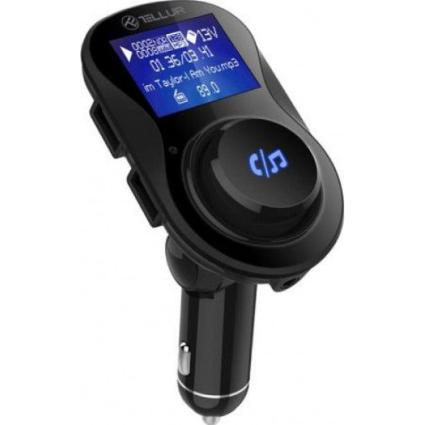 FM-трансмиттер для автомобиля, FMT-B3, Bluetooth, Дисплей, MicroSD, 2 x USB max 3.1A, AUX, Bluetooth, USB, Tellur Black TLL622021 FM-трансмиттер для автомобиля, FMT-B3, Bluetooth, Дисплей, MicroSD, 2 x USB max 3.1A, AUX, Bluetooth, USB, Tellur Black TLL622021