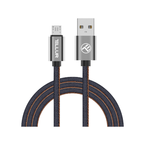Cablu USB - Micro USB, Denim, 1m, Tellur Albastru TLL155371 Cablu USB - Micro USB, Denim, 1m, Tellur Albastru TLL155371