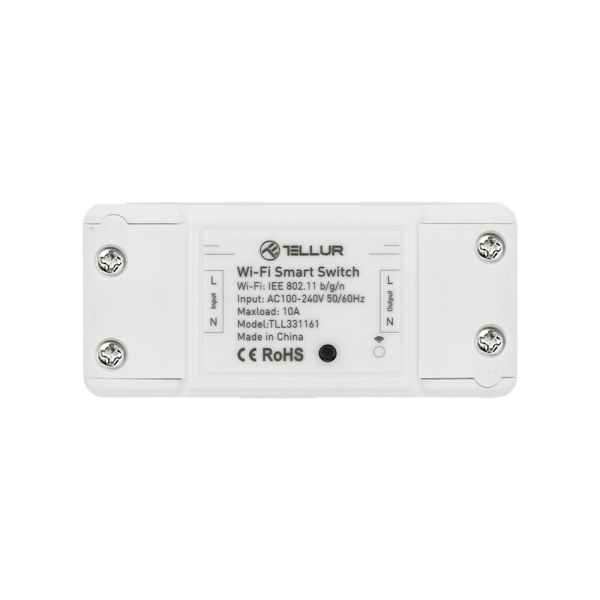 Comutator universal Tellur, WiFi 2.4GHz, putere max. 2200W, 10A, Android 4.1 / iOS 8 sau superior, alb TLL331161 Comutator universal Tellur, WiFi 2.4GHz, putere max. 2200W, 10A, Android 4.1 / iOS 8 sau superior, alb TLL331161