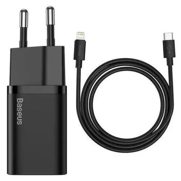 Încărcător universal pentru casă Baseus Super Si, 1xUSB Type-C, 20W, 5V/3A, cablu inclus (Type-C - Lightning, 1m), Negru TZCCSUP-B01 Încărcător universal pentru casă Baseus Super Si, 1xUSB Type-C, 20W, 5V/3A, cablu inclus (Type-C - Lightning, 1m), Negru TZCCSUP-B01