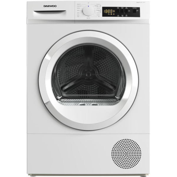 Uscator de rufe Daewoo DDR-VH8A/E, 8 kg, Clasa E, Control electronic, Pompa de caldura, Sistem de uscare cu senzor, Afisaj LED, Blocare copii, 15 progra Uscator de rufe Daewoo DDR-VH8A/E, 8 kg, Clasa E, Control electronic, Pompa de caldura, Sistem de uscare cu senzor, Afisaj LED, Blocare copii, 15 progra