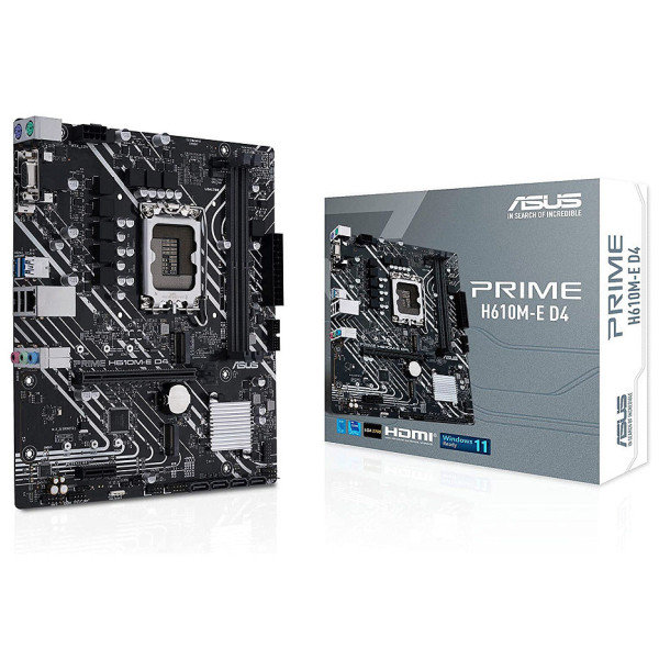 Placă de bază ASUS PRIME H610M-K D4, Socket 1700, Intel H610 (procesor Intel generația a 14/13/12-a), Dual 2xDDR4-3200, VGA, HDMI, grafică Intel integrată în Placă de bază ASUS PRIME H610M-K D4, Socket 1700, Intel H610 (procesor Intel generația a 14/13/12-a), Dual 2xDDR4-3200, VGA, HDMI, grafică Intel integrată în