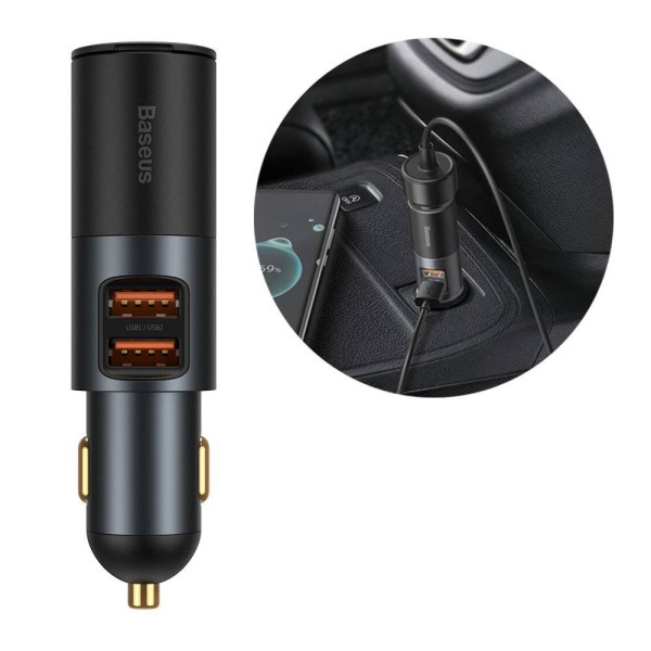 Автомобильное зарядное устройство USB - Baseus Share Together, 2xUSB (U + U + прикуриватель), 120W, серый CCBT-D0G Автомобильное зарядное устройство USB - Baseus Share Together, 2xUSB (U + U + прикуриватель), 120W, серый CCBT-D0G