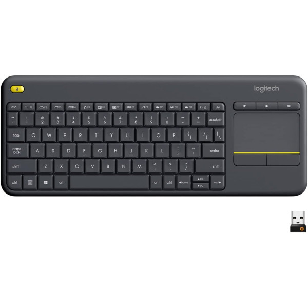 Беспроводная клавиатура Logitech K400 Plus, встроенный тачпад, международная раскладка США, черная