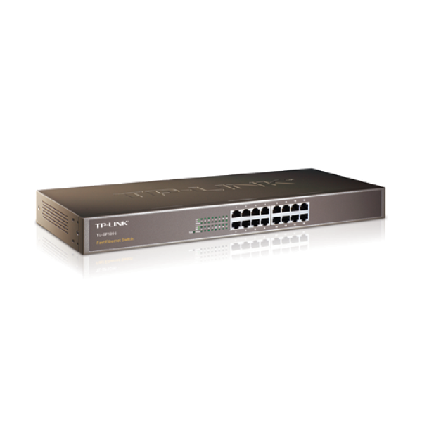 Comutator TP-LINK TL-SF1016 cu 16 porturi 10/100M, 16 10/100M RJ45 porturi, carcasă din oțel montabilă în rack 1U 19-inch