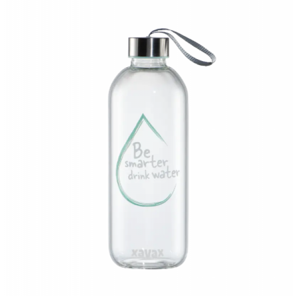 Xavax 181597, Drinking Bottle, 1L, Glass, Blue