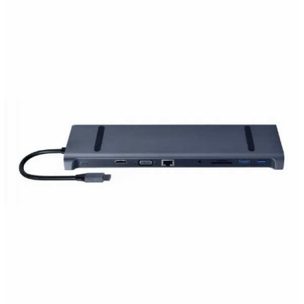 Docking Station Gembird A-CM-COMBO10-01, 3xUSB 3.1, Type-C, LAN, HDMI, VGA, SD/MicroSD, 3.5mm,PD 87W Docking Station Gembird A-CM-COMBO10-01, 3xUSB 3.1, Type-C, LAN, HDMI, VGA, SD/MicroSD, 3.5mm,PD 87W
