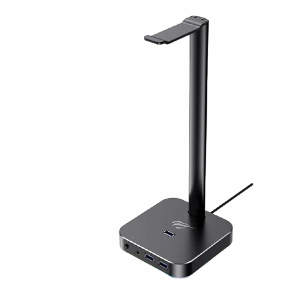 Gaming Headset Stand Havit TH610, 285x100x100mm, 1x3.5mm, 3xUSB 2.0, RGB, Full metal