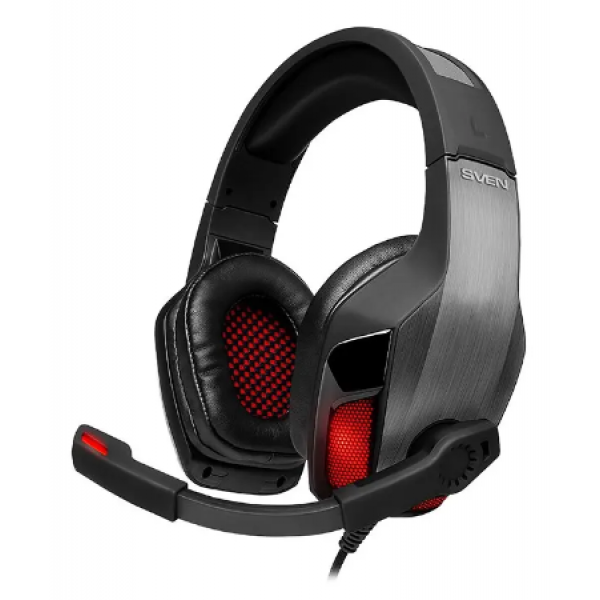 Gaming Headset SVEN AP-U995MV, 50mm drivers, 20-20kHz, 32 Ohm, 108dB, 520g, In-Line Controls, v7.1, Backlight(Red), 2.2m, USB, Black/Red