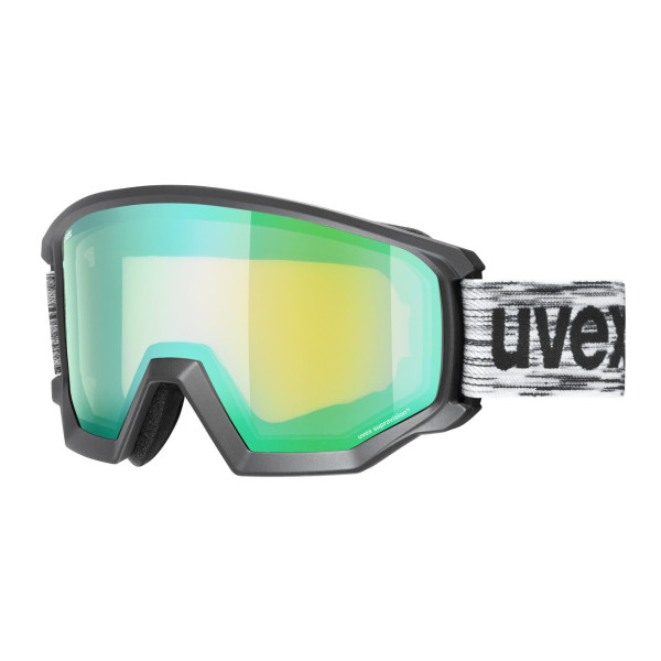 Mască schi Uvex Athletic FM black mat dl/green-lgl