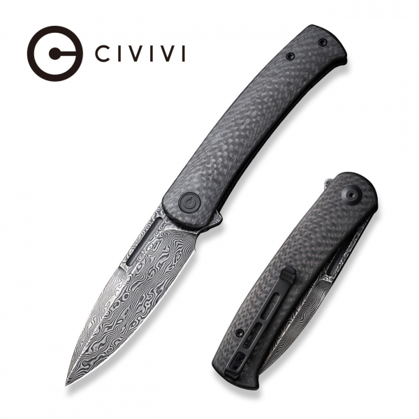 Складной нож, CIVIVI, Caetus C21025C-DS1, дамасская сталь 3.48 дюйма, рукоять карбон, лайнер-лок
