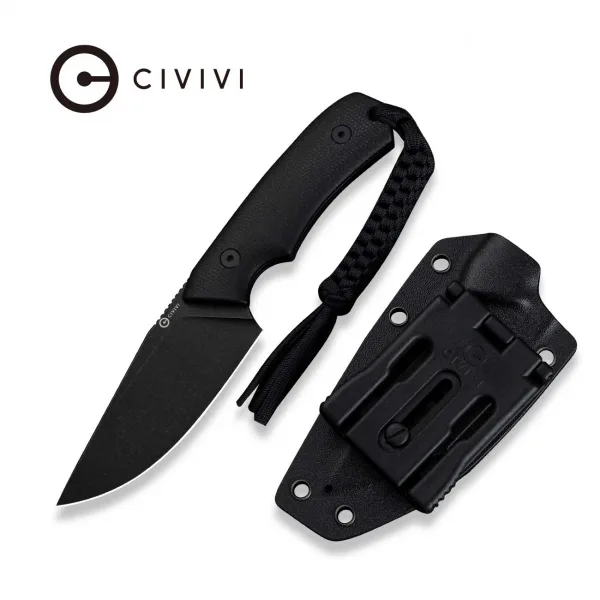 Cuțit cu lamă fixă, CIVIVI, Gander C24058B-2, oțel 14C28N, mâner Micarta, teacă Kydex