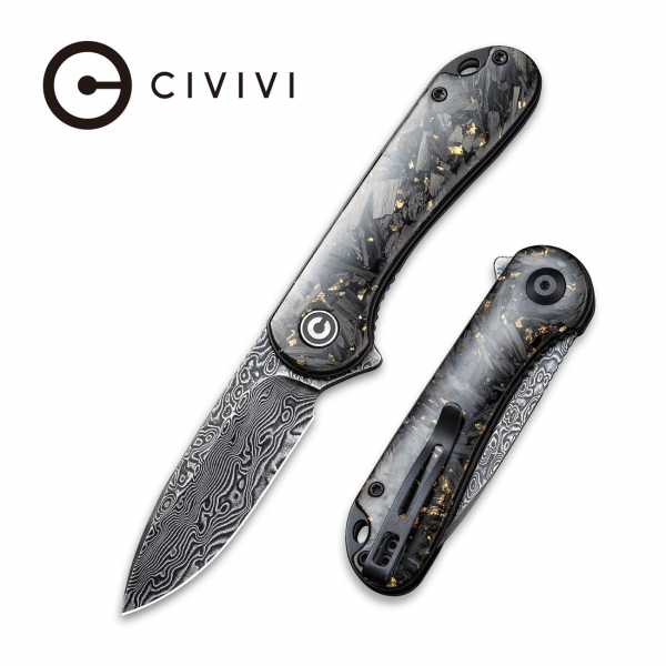 Складной нож, CIVIVI, Elementum C907C-DS1, дамасская сталь 2.96 дюйма, карбоновая рукоять, лайнер-лок