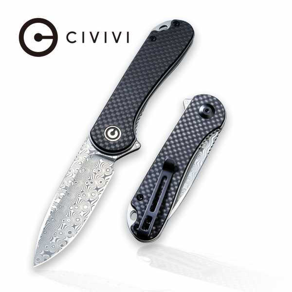 Cuțit pliabil, CIVIVI, Elementum C907DS, lamă damasc, mâner G10 cu fibră de carbon, liner lock Cuțit pliabil, CIVIVI, Elementum C907DS, lamă damasc, mâner G10 cu fibră de carbon, liner lock