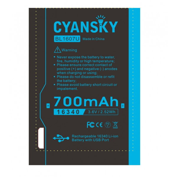 Аккумулятор BL1607U (16340*700mAh USB) Аккумулятор BL1607U (16340*700mAh USB)