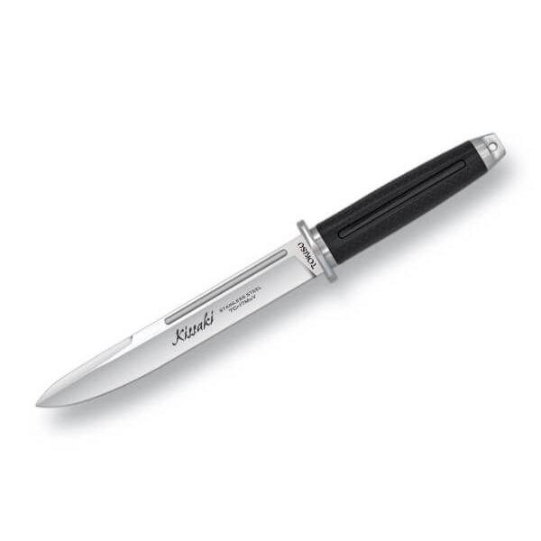 Cuțit cu lamă fixă Kissaki BO‑02RU071, seria Tokisu de la Böker, lamă cu vârf de cădere din oțel 7Cr17MoV cu acoperire neagră (~194 mm, grosime 4,7 mm, HRC Cuțit cu lamă fixă Kissaki BO‑02RU071, seria Tokisu de la Böker, lamă cu vârf de cădere din oțel 7Cr17MoV cu acoperire neagră (~194 mm, grosime 4,7 mm, HRC