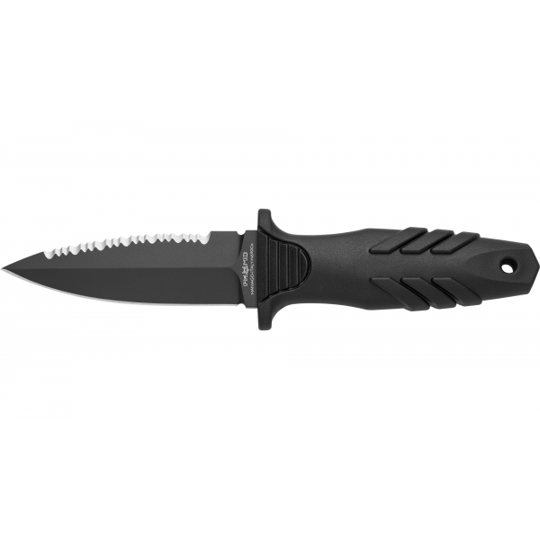 Тактический кинжал Elementum Dagger FX‑647 S, клинок 100 мм из стали N690Co (HRC 58–60), покрытие Black Idroglider, рукоять PP+TPE, ножны Kydex с MOLLE‑системой