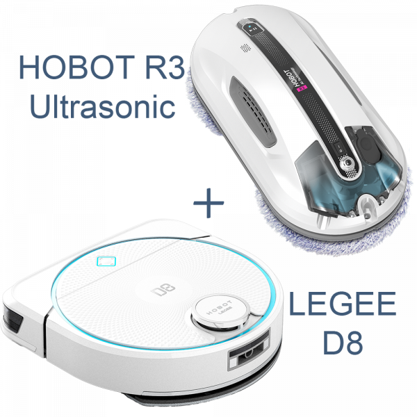 HOBOT Legee D8 + R3 Ultrasonic // Robot de podea + Robot de Geamuri // Робот мойщик пола + робот-мойщик окон HOBOT Legee D8 + R3 Ultrasonic // Robot de podea + Robot de Geamuri // Робот мойщик пола + робот-мойщик окон
