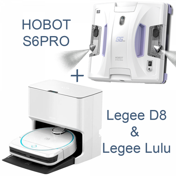 Hobot D8 + Lulu + S6PRO // robot aspirator + stație de autocuratare + robot de curatat geamuri //робот пылесос + Станция самоочистки + Мойщик окон