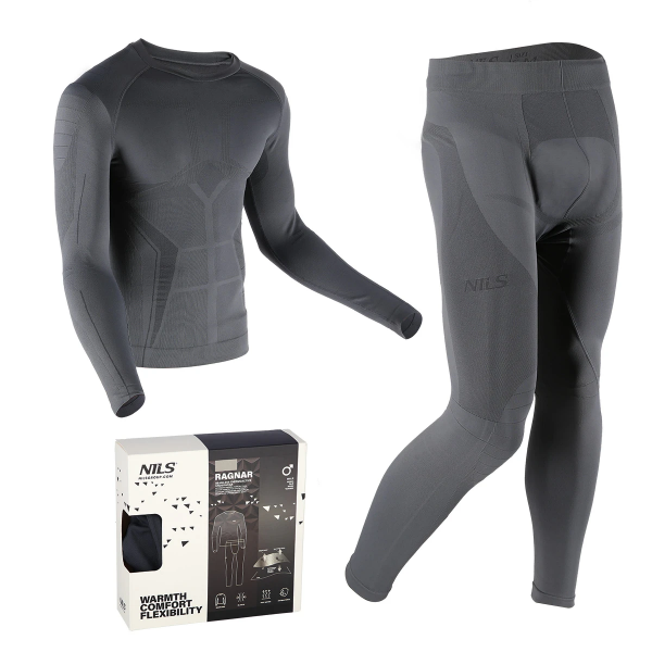 Set termic bărbați BTZ0060 NILS Thermoactive Underwear – negru, mărime 2XL/3XL