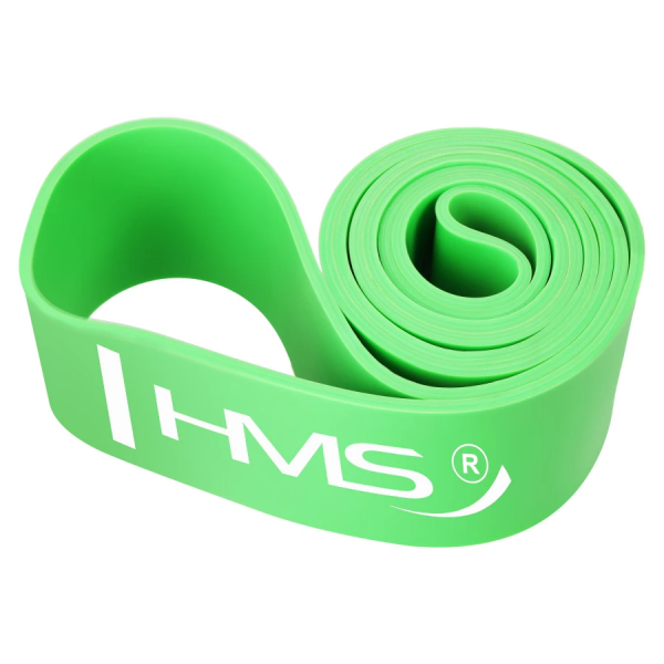Bandă elastică de exerciții GU05 HMS – nivel mediu de rezistență, culoare verde lime