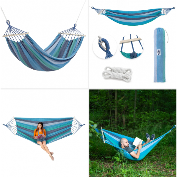 NC9004 Abisal BLUE- DARK BLUE HAMMOCK WITH 70CM WOODEN BEAM AND METAL